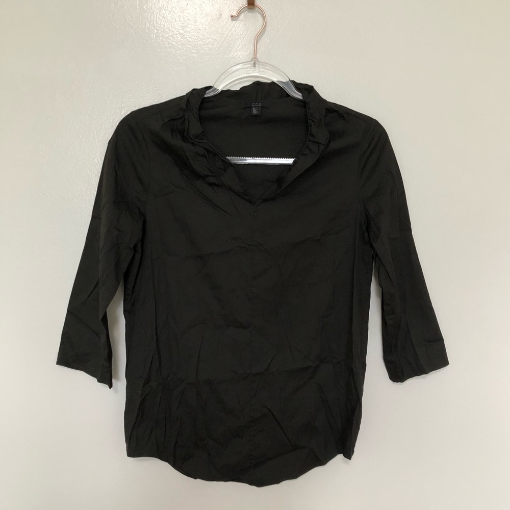COS Blouse Ruffle Collar Black 2